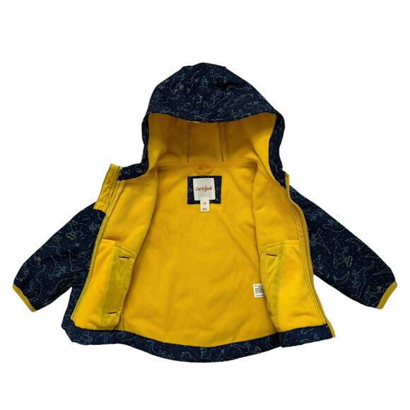 CAT & JACK Space Dinosaurs Stars Blue & Yellow Hooded Jacket Size 18 Months - Picture 2 of 5